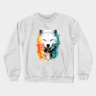 Wolf Wild Nature Animal Colors Art Paint Crewneck Sweatshirt